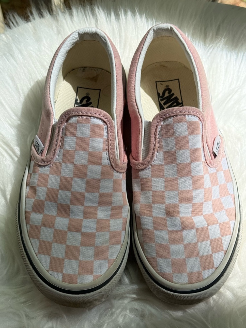Vans Kids Slip-On Checkerboard Sneakers - Light Pink/White